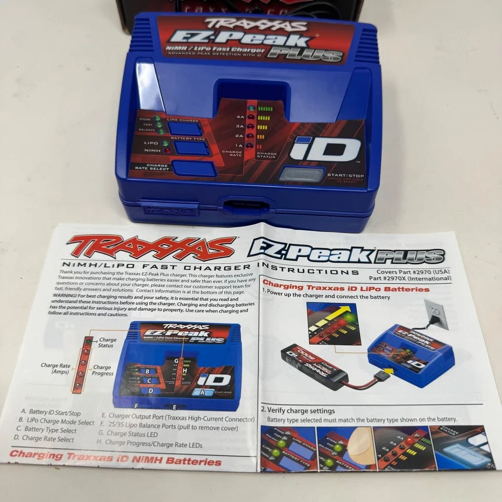 Traxxas EZ-Peak Plus 4 Amp NiMH LiPo Fast Battery Charger with iD 2970 Blue